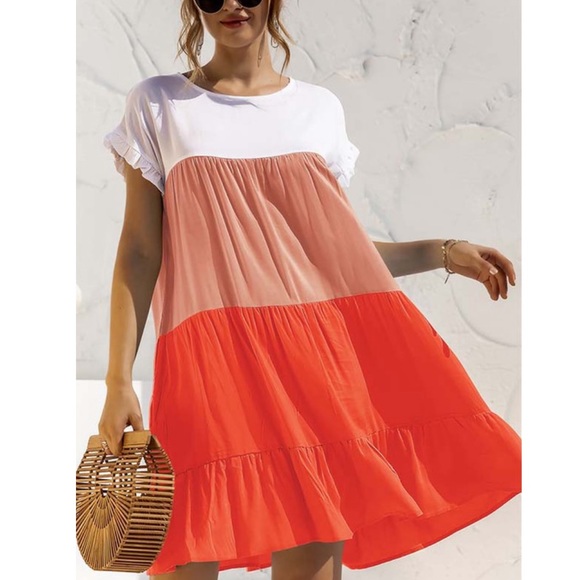 Boho spring summer ruffle trim mini dress - Picture 12 of 12